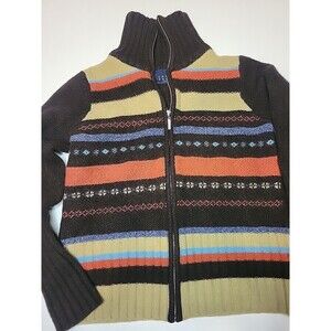 Vintage Crazy Horse 100% Lambs Wool‎ Full Zip Cardigan Sweater Sz M